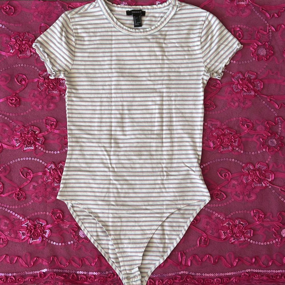 forever 21 pink, white, and blue bodysuit